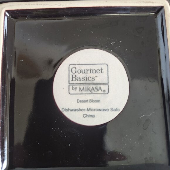 Set Of 4 Gourmet Basics By Mikasa Square Dessert Plates In Desert Bloom Design - Picture 2 of 2